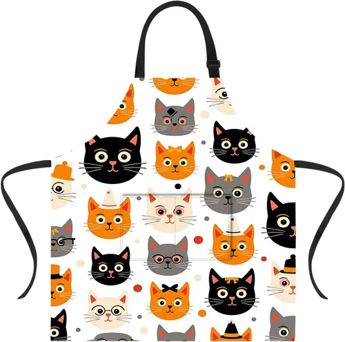 Vista 65 de ANNA QUEEN Delantal de Feliz Navidad para mujeres y hombres con bolsillos, delantal de muñeco de nieve, delantal de cocina ajustable para cocinero