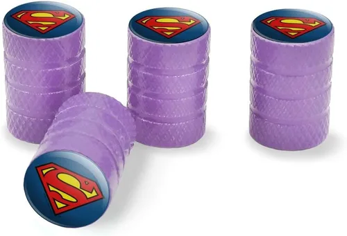 Vista 9 de Tapones de válvula de borde de neumático de aluminio con logotipo clásico del escudo de Superman
