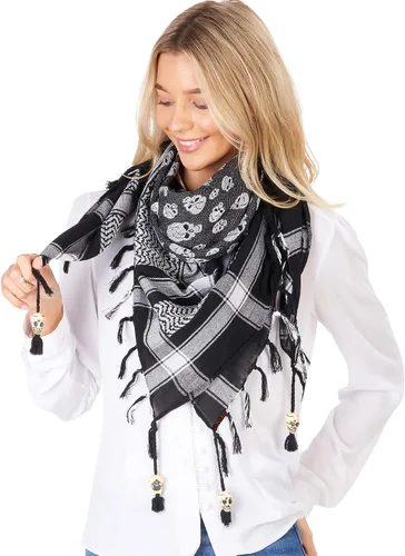 Vista 14 de LOVARZI Shemagh Cottons Arab Keffiyeh - Bufanda militar táctica para cabeza y cuello