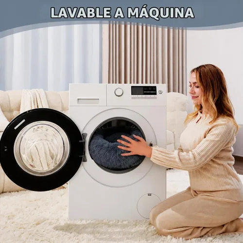 Vista 9 de Camas de gato para gatos de interior, cama lavable de 20 pulgadas en forma Azul marino