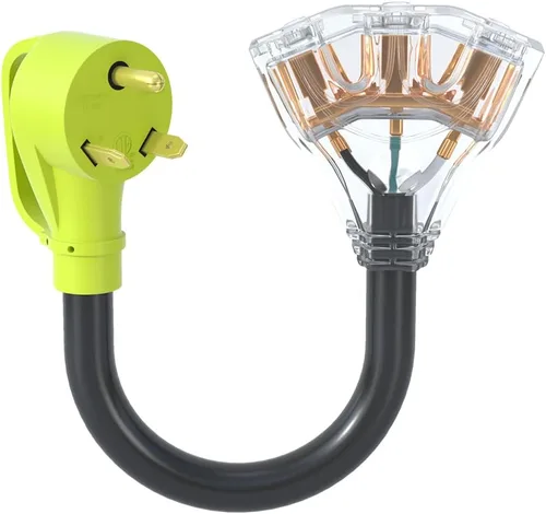 Vista 9 de Cable de alimentación para generador adaptador RV de 30 amperios a 110, adaptador de 3 clavijas a enchufe de bloqueo giratorio de 20 amperios