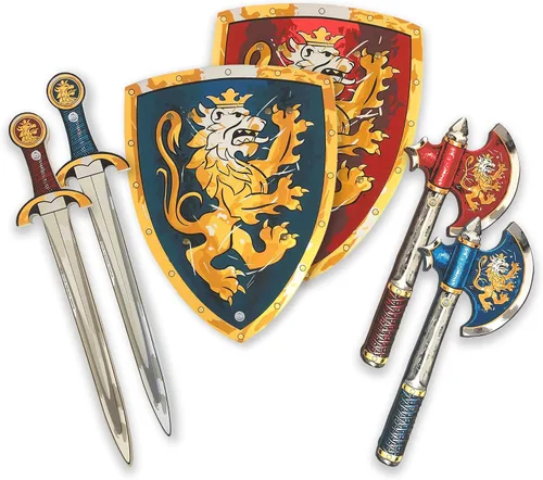Vista 8 de Liontouch - Espada de espuma Noble Knight, escudo y hacha, azul Juego de lucha para niños de 3 a 8 años Armas de juguete medievales seguras