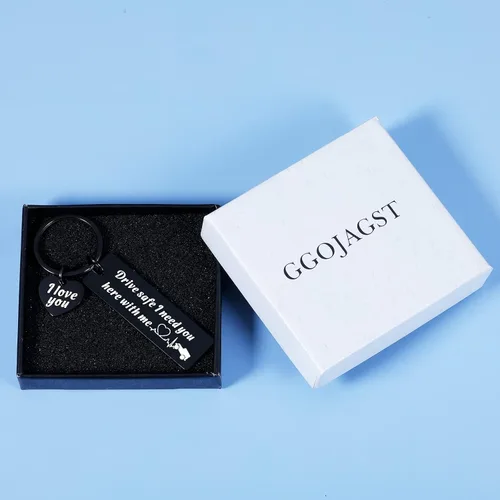Vista 7 de GGOJAGST Llavero Drive Safe para él, hombres, novio, boo, cestas, regalos de cumpleaños de novia, aniversario para marido, regalos de esposa