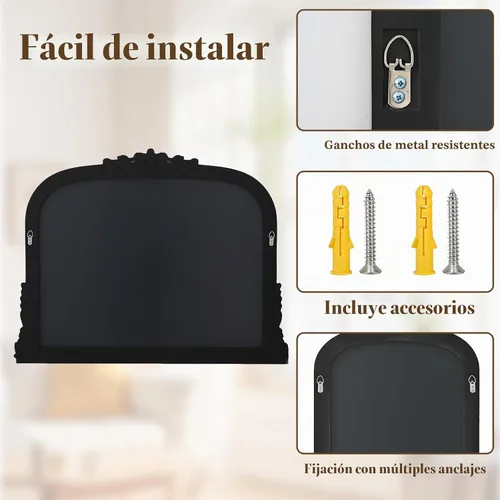 Vista 5 de Espejo de pared arqueado ancho de bronce de 27 "× 36" con talla vintage