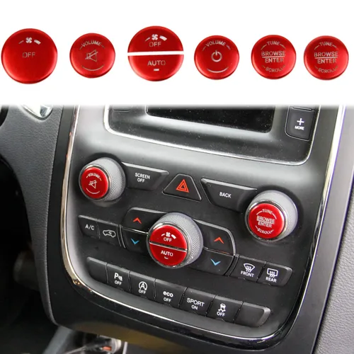 Vista 8 de Interruptor de aire acondicionado de aleación de aluminio, botón de CD, cubierta de parche de luz permeable para Dodge Durango 14-20 15-22 Dodge Azul