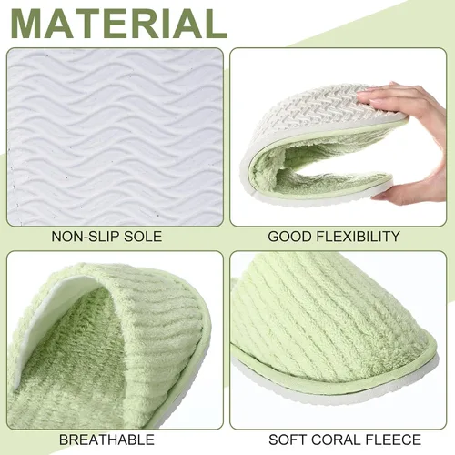Vista 5 de Panitay 20 pares de pantuflas de spa reutilizables para invitados, lavables con triple capa de forro polar coral para el hogar, interiores, hoteles
