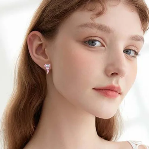 Vista 5 de Axolotl - Aretes de tuerca para mujer, de plata de ley 925, hipoalergénicos, joyería de animales