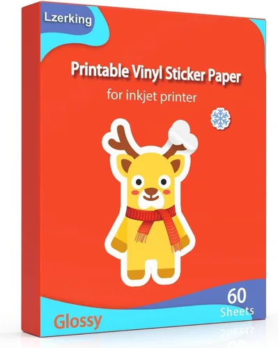 Vista 10 de Lzerking - Papel adhesivo de vinilo imprimible para impresora de inyección de tinta - 25 hojas de papel adhesivo impermeable autoadhesivo