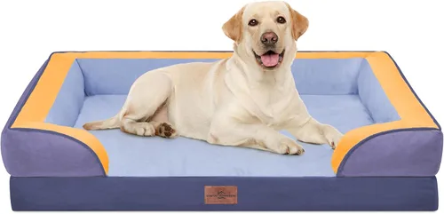 Vista 188 de Comfort Expression - Cama ortopédica para perros medianos, 28 x 19 pulgadas, cama impermeable y de apoyo de espuma con cojines removibles, sofá