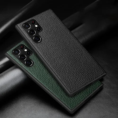 Vista 2 de XWCG Funda para Samsung Galaxy S22/S22 ultra auténtica de piel a prueba de golpes, antiarañazos, suave, antihuellas, color negro, para Samsung S22