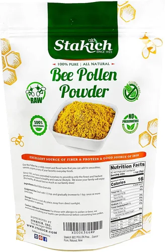 Vista 2 de Stakich Bee Pollen Powder - Natural Energy Support Supplement - 1 lb