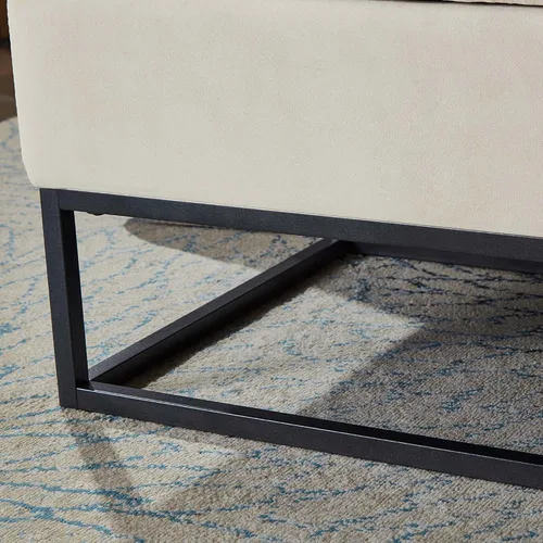 Vista 6 de Linique Banco de cama de 58.6 pulgadas para dormitorios con espacio de almacenamiento, banco de almacenamiento de terciopelo con botones y base