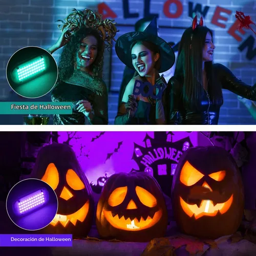 Vista 6 de Luditek Paquete de 4 luces estroboscópicas LED de 48 LED para Halloween, luces de fiesta de discoteca activadas por sonido multicolor con control