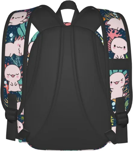 Vista 3 de MISOLAXI Axolotl - Mochila casual, mochila universitaria para laptop, mochilas para niños, niñas, niños y adultos, con correas acolchadas ajustables