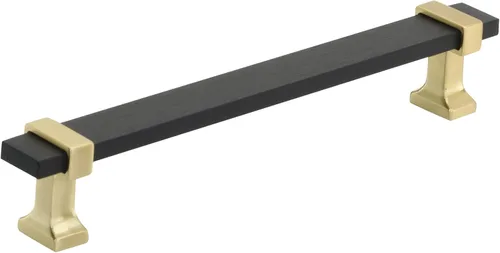 Vista 11 de Amerock Mango de gabinete Cromo negro/Oro cepillado 3-3/4 pulgadas (96 mm) de centro a centro Overton paquete de 1 unidad Jaladera