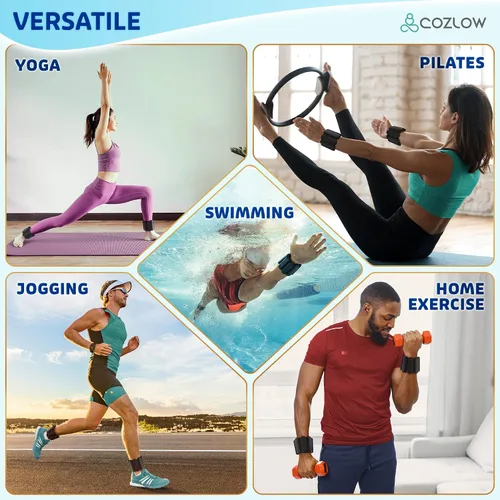 Vista 3 de Cozlow - Ankle & Wrist Weights - for Men & Women - 1 Pair - Adjustable Silicone Workout Bands for Fitness & Strength Training - Wearable Leg & Cuff