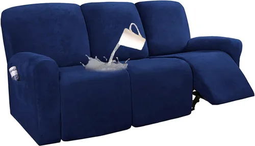 Vista 20 de Fundas impermeables de terciopelo para sofá reclinable, 8 fundas elásticas para sofá reclinable de 1, 2 y 3 plazas, funda suave antideslizante