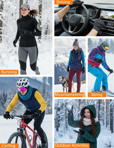 Vista 7 de AURUZA Guantes de invierno para hombres, guantes de ciclismo resistentes al viento para clima frío para hombres, guantes de correr al aire libre