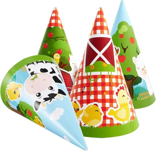 Vista 19 de WERNNSAI 12 Pcs Birthday Party Hats Assorted Themes Cone Paper Headbands Multiple Styles, Easy to Assemble with Elastic Strings, Kids Birthday