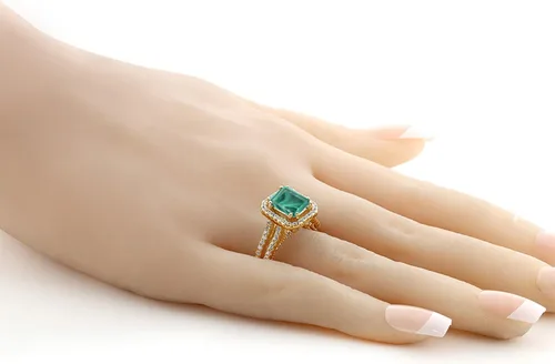 Vista 5 de Gem Stone King 18K Yellow Gold Plated Silver Emerald Cut 9X7MM Gemstone Birthstone Wedding Anniversary Promise Engagement Ring For Women Available