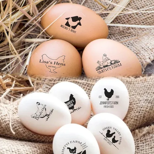 Vista 5 de Sellos de huevos para huevos frescos, sello personalizado de huevo de pollo con diseños únicos, marcado de huevos personalizados para regalos