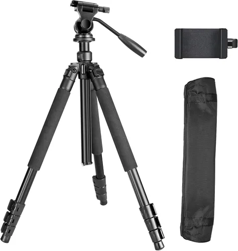 Vista 9 de CelticBird Trípode portátil de viaje de 64.5 pulgadas, compatible con cámaras SLR, teléfonos celulares, binoculares, visores de observación
