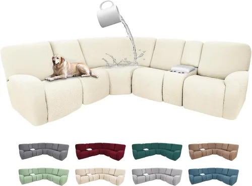 Vista 78 de Fundas de sofá reclinable seccional 100% impermeables para sofá reclinable en forma de L, funda de sofá modular de esquina en forma de L, fundas