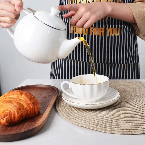 Vista 3 de Sweejar - Tetera de cerámica, tetera de porcelana de 30 onzas con infusor Azul