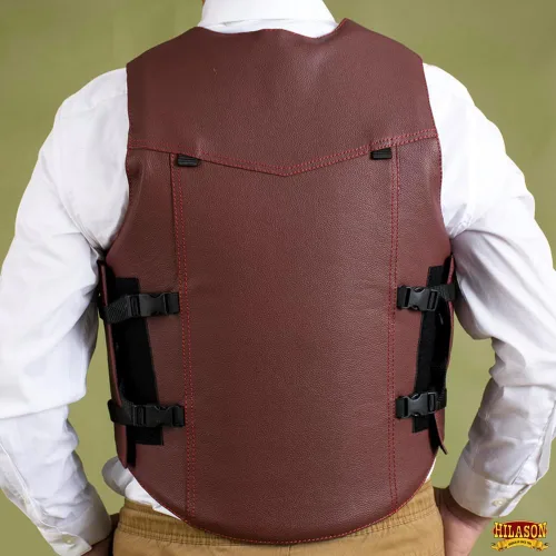 Vista 6 de HILASON Chaleco de seguridad para montar toros de cuero protector Granate Equestrian Unisex Rodeo Men & Women