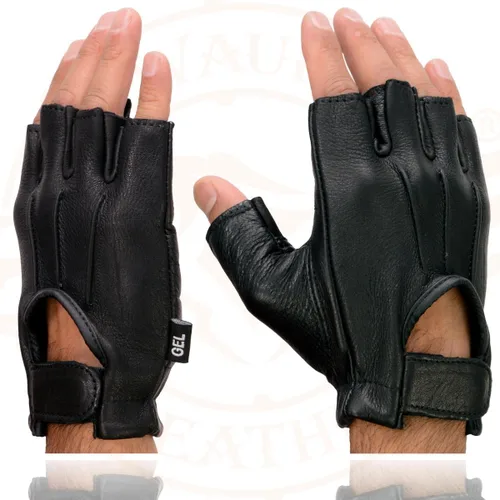 Vista 4 de Guantes sin dedos de piel de ciervo para hombre