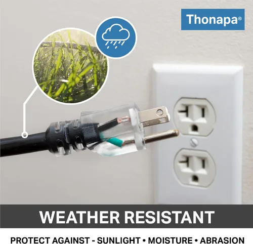 Vista 2 de THONAPA SJTOW - Cable de extensión resistente de 25 pies con 3 tomas, resistente al aceite, calibre 12, con múltiples tomas de corriente de 3 Negro