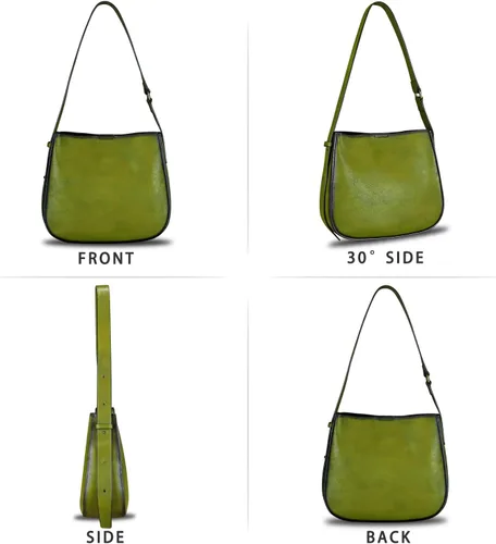 Vista 4 de Bolso bandolera de cuero genuino para mujer, bolso vintage hecho a mano, bolso retro de diseñador Hobo, bolso cruzado