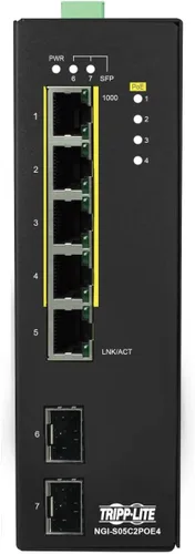 Vista 6 de Tripp Lite Conmutador Ethernet Gigabit PoE+ administrado industrial de 8 puertos de capa 2, puertos RJ45 de 10/100/1000 Mbps, montaje DIN
