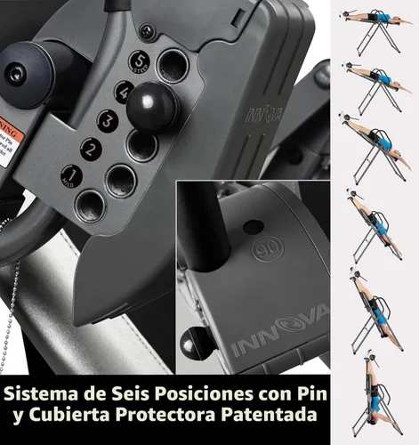 Vista 4 de Innova ITX9900 Mesa de inversión con soporte lumbar de aire, Negro/Gris