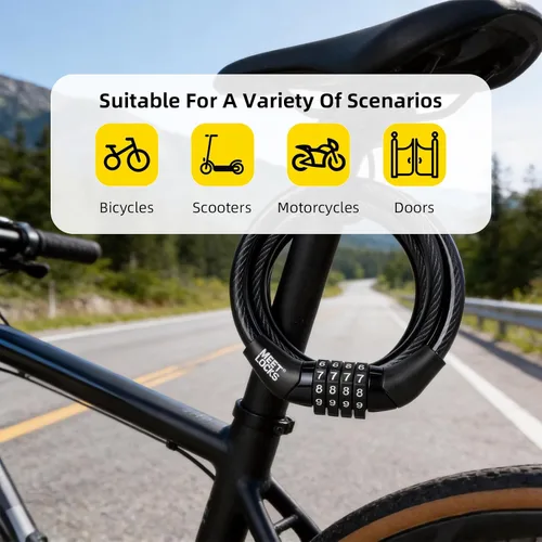 Vista 4 de MEETLOCKS Cerradura de cable de combinación con etiqueta de código