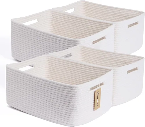 Vista 10 de MiniArk Cestas grandes de almacenamiento para estantes, organizadores de armario, para ropa, manta, toallas, guardería, caja de juguetes, cestas