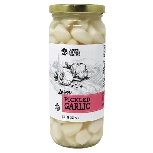 Vista 8 de Lara's - Dientes de ajo en escabeche en tarro (16 onzas líquidas), sabor crujiente y suave, larga vida útil, ajo enlatado