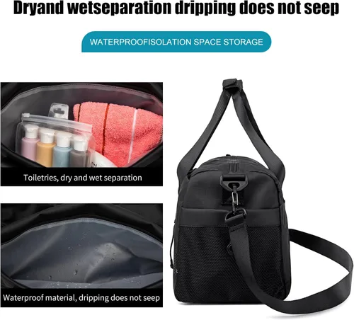 Vista 7 de ARCTIC HUNTER AH Bolsa de gimnasio pequeña para hombres y mujeres con compartimento para zapatos, ideal para deportes, viajes y viajes nocturnos