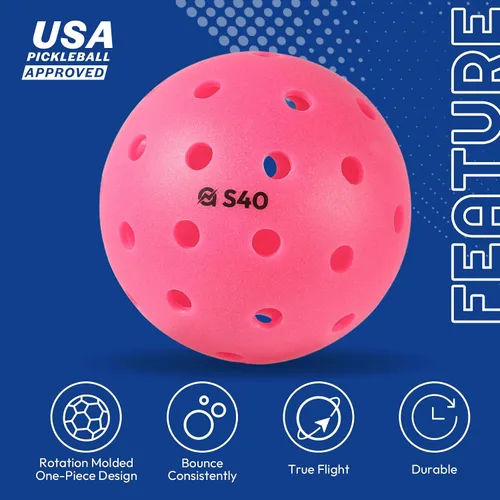 Vista 2 de A11N S40 - Pelotas de pickleball para exteriores, aprobadas por Pickleball de Estados Unidos para jugar en torneos, paquete de 3/6/12/50, verde