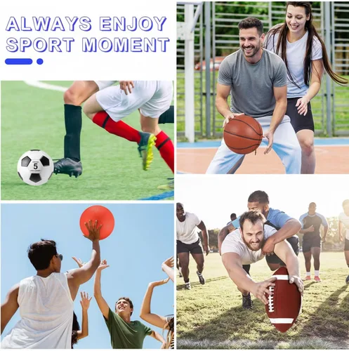 Vista 4 de Deekin Juego de 8 pelotas deportivas de tamaño oficial, incluye baloncesto, fútbol, fútbol, pelota de juegos con bolsas de equipo, bombas