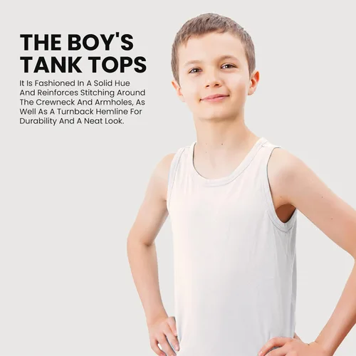 Vista 6 de Studio 3 Paquete económico de camisetas sin mangas de punto acanalado para niños pequeños y grandes, camisetas de cuello redondo para uso diario