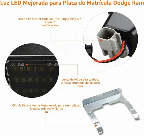 Vista 4 de Bestview Luz LED para placa de matrícula para Dodge ram 1500 2500 3500 2003