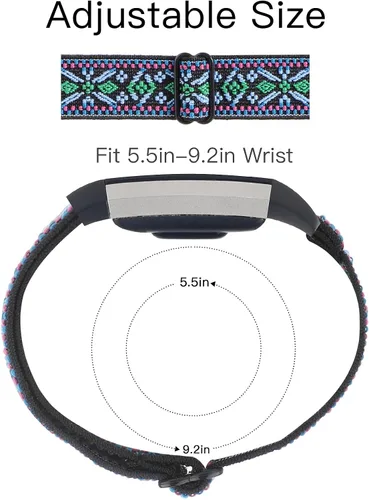 Vista 4 de YONWORTH - Banda elástica ajustable para reloj compatible con Fitbit Charge 2. Correa de nailon elástica, suave para muñecas. Pulsera deportiva