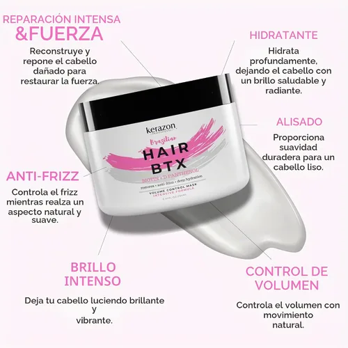 Vista 2 de KERAZON - Tratamiento de alisado intensivo brasileño BTX, 8 onzas, 8 fl oz / 236ml para todo tipo de cabello, mascarilla capilar activada