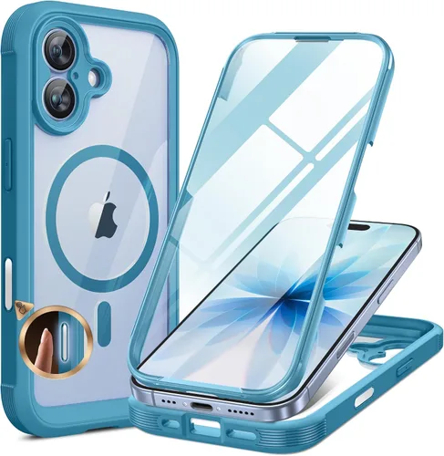 Vista 199 de Miracase - Funda magnética para iPhone 13 Pro Max de 6.7 pulgadas (compatible con MagSafe), transparente, completo, protector de pantalla de vidrio