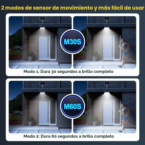 Vista 6 de Luz solar de techo, sensor de movimiento, temporizador 30S/60S y 4 modos y tricolor, diurna y regulable con control remoto e interruptor