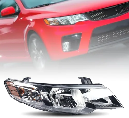 Vista 11 de Para 2010-2013 Kia Forte/Forte Koup EX LX SX lado izquierdo del conductor halógeno faro delantero reemplazo negro carcasa transparente lente 12V