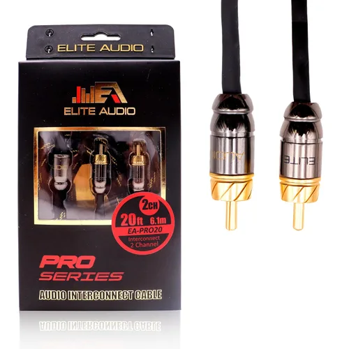 Vista 9 de Elite Audio Serie Pro 3 pies. Cable corto de audio para carro RCA de 2 canales - Triple blindaje, conectores de latón, cobre libre de oxígeno, cable