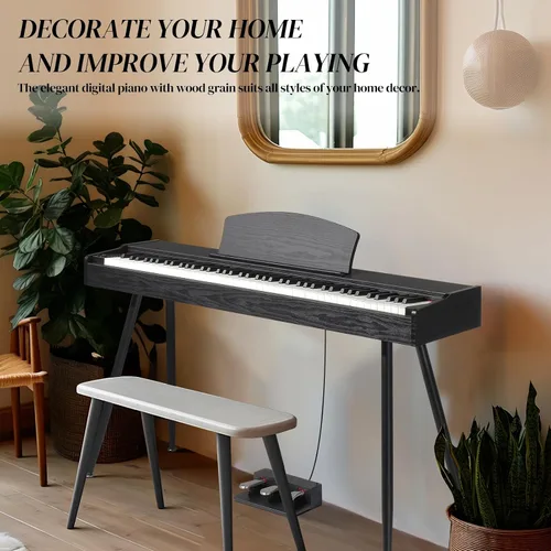 Vista 6 de Ktaxon Piano de Teclado de 88 Teclas con Acción Ponderada, Piano de Teclado Electrónico, Piano Digital con Unidad de 3 Pedales, Soporte de Música