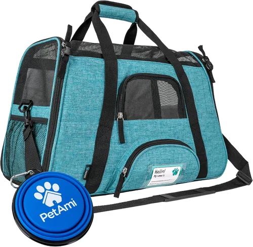 Vista 25 de PetAmi Transportador de mascotas aprobado por aerolíneas para gatos, transportador de perros de lados suaves para perros pequeños, suministros